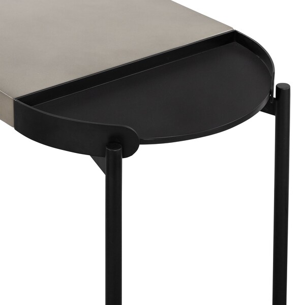 Armen Living Dua Concrete and Black Metal Modern Console Table - LCDUCNBLCC