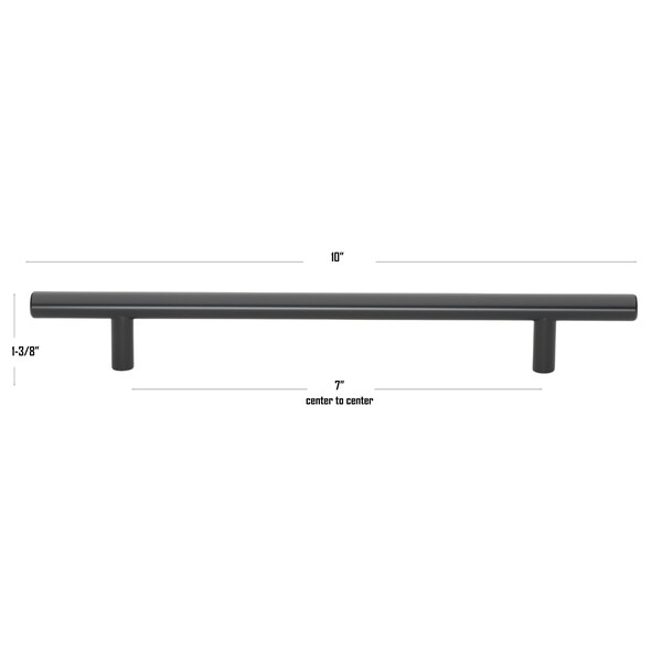 Gliderite Hardware 7 in. Center to Center Matte Black Solid Steel Bar Pull - 5004-178-MB, 5PK - 5004-178-MB-5
