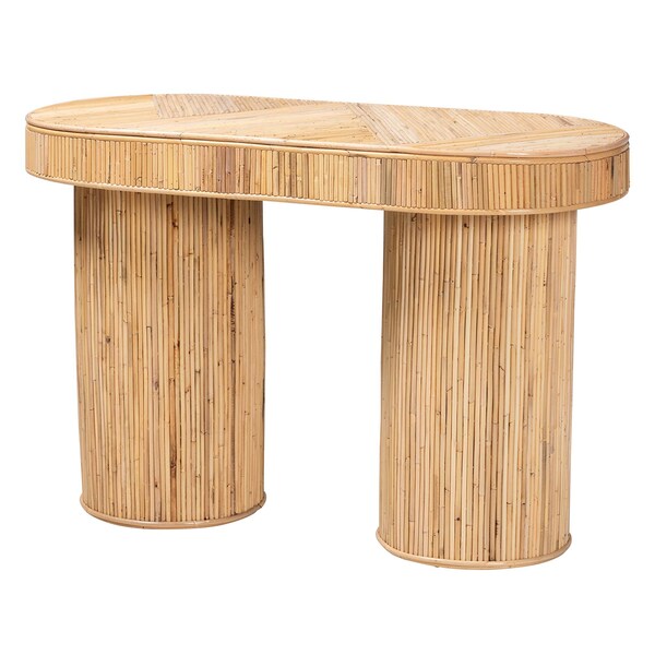 Bali & Pari Iryna Modern Bohemian Natural Rattan Console Table - 243-13594-ZORO