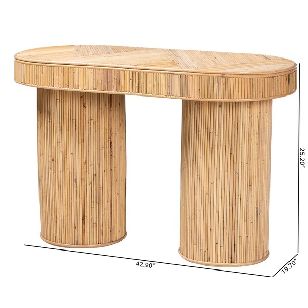 Bali & Pari Iryna Modern Bohemian Natural Rattan Console Table - 243-13594-ZORO