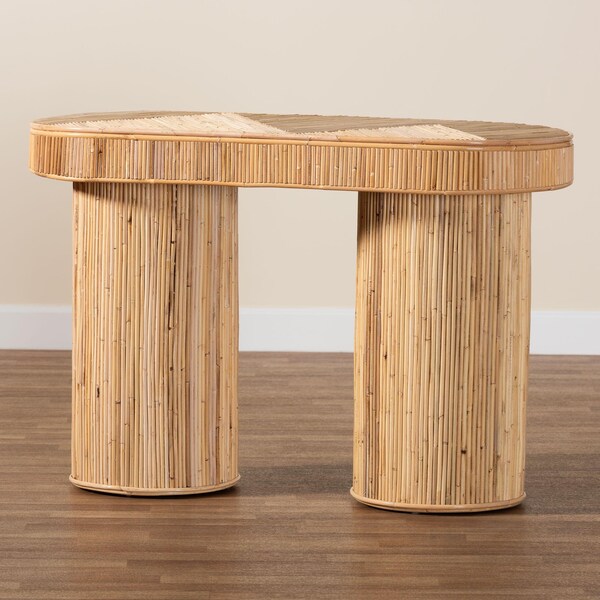 Bali & Pari Iryna Modern Bohemian Natural Rattan Console Table - 243-13594-ZORO