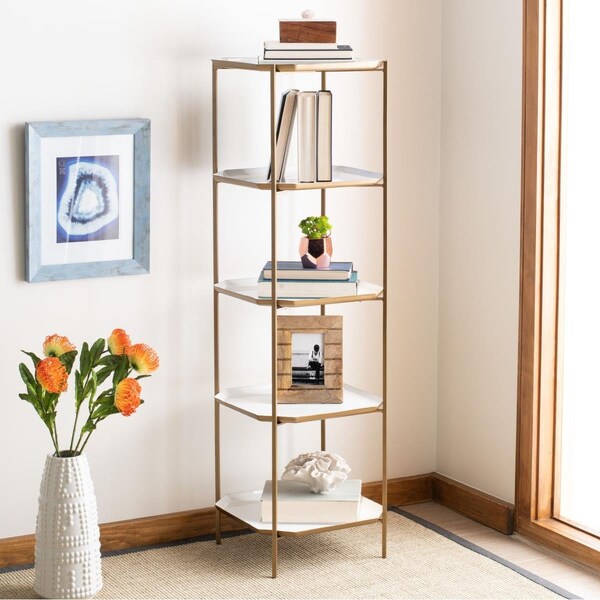 Safavieh Sylvie 5 Tier Etagere, White & Brass - ETG3203A