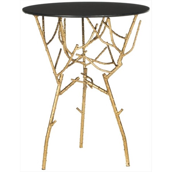 Safavieh Tara Accent Table Gold And Black Glass Top - FOX2520B
