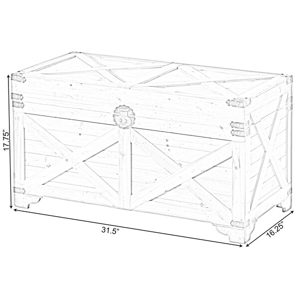 Vintiquewise Barn Design Large Decorative Farmhouse Wooden Storage Trunk Chest - QI003804L