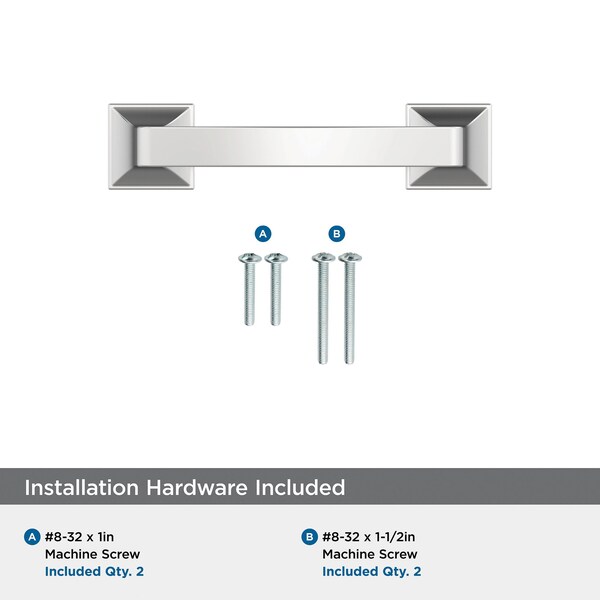 Amerock Ville 3 inch 76mm Center-to-Center Polished Chrome Cabinet Pull - BP3677826