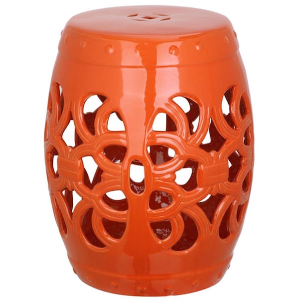 Safavieh Imperial Vine Garden Stool- Orange - 18 x 14 x 14 in. - ACS4539D