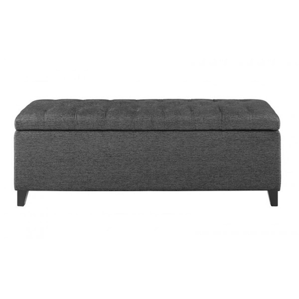 Madison Park Shandra Tufted Top Storage Bench - Charcoal - FUR105-0052