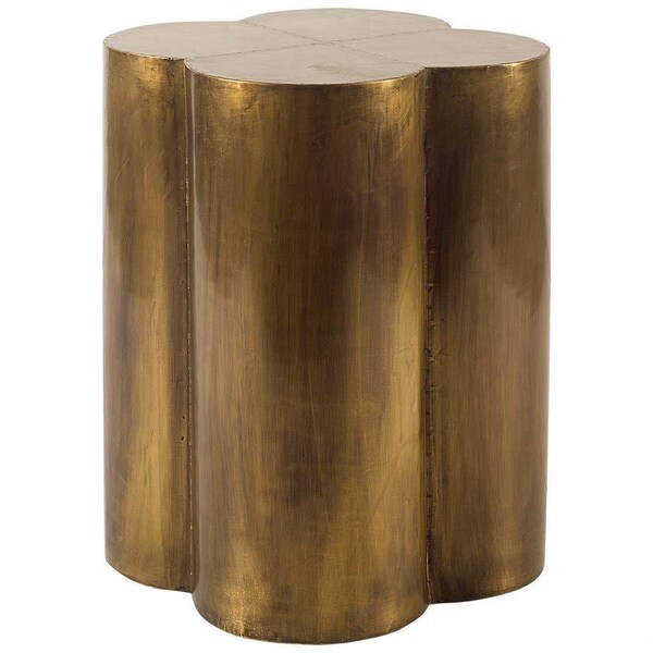 Homeroots Antiqued Brass & Clad Wooden Accent Table with Flower Top - 380686