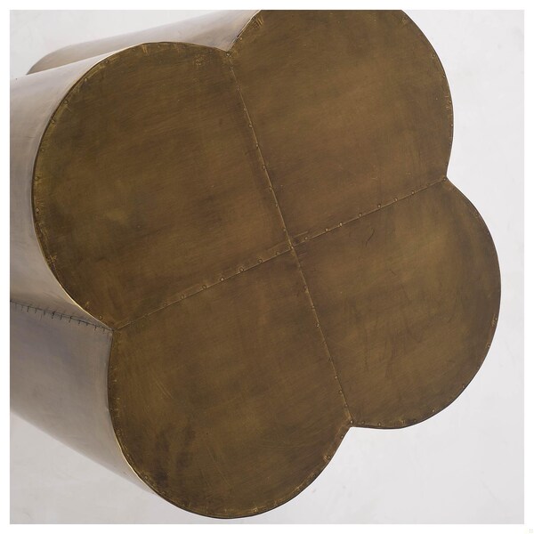 Homeroots Antiqued Brass & Clad Wooden Accent Table with Flower Top - 380686