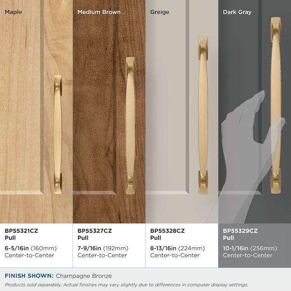 Amerock Highland Ridge 10-1/16 inch 256mm Center-to-Center Champagne Bronze Cabinet Pull - BP55329CZ