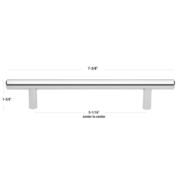 Gliderite Hardware 5-1/16 in. Center to Center Polished Chrome Solid Steel Bar Pull - 5002-128-PC, 10PK - 5002-128-PC-10
