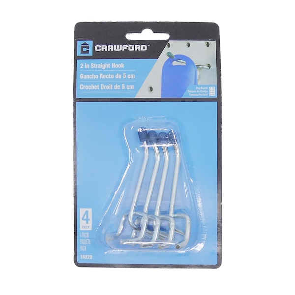 Crawford Crawford Zinc Plated Silver Steel 2 in. Peg Hooks 4 pk - 18320