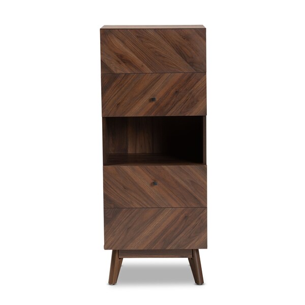Baxton Studio Hartman Mid-Century Walnut Brown Finished Wood Storage Cabinet - 193-11717-ZORO
