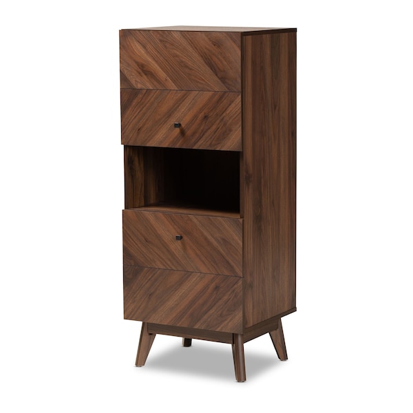 Baxton Studio Hartman Mid-Century Walnut Brown Finished Wood Storage Cabinet - 193-11717-ZORO