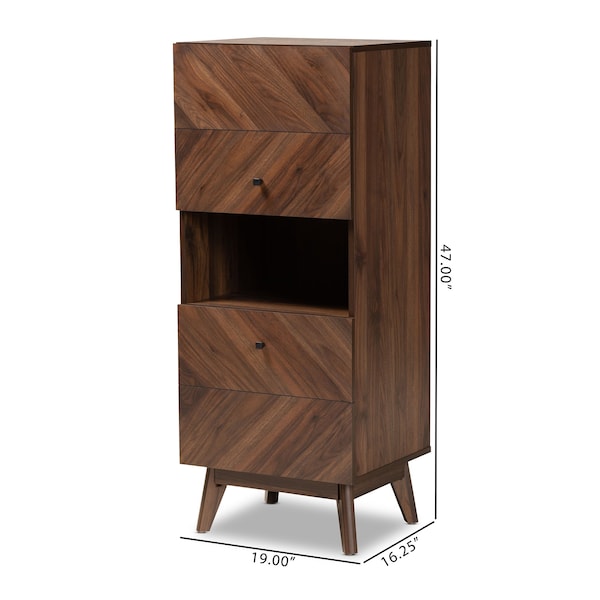Baxton Studio Hartman Mid-Century Walnut Brown Finished Wood Storage Cabinet - 193-11717-ZORO