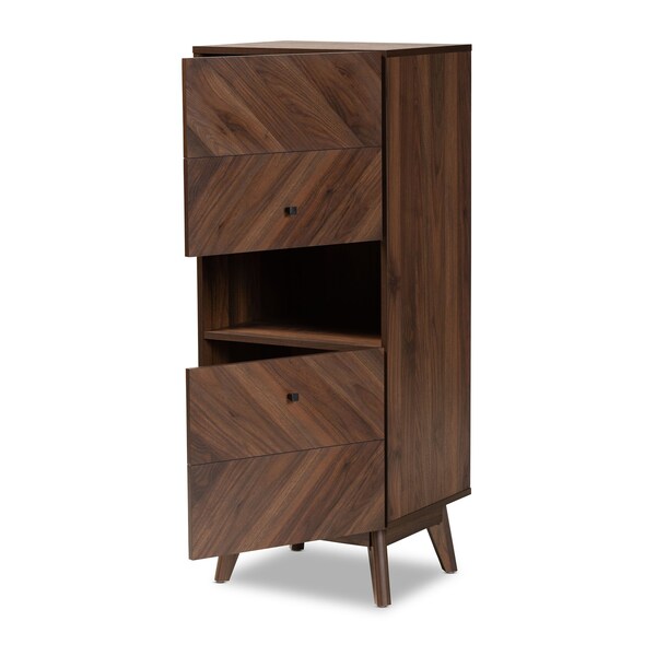 Baxton Studio Hartman Mid-Century Walnut Brown Finished Wood Storage Cabinet - 193-11717-ZORO