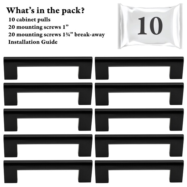 Designperfect 3-3/4'' Center-to-Center Bar Pull, 10PK - DPA10S103BLK