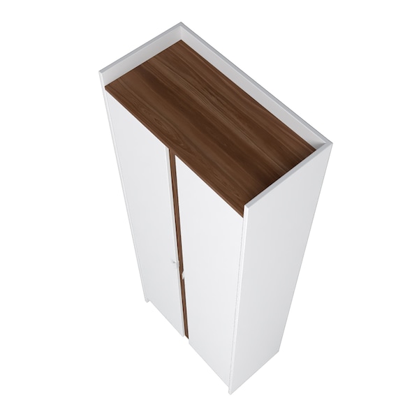 Manhattan Comfort Ratzer Storage Cabinet in White and Brown - SC-317AMC193