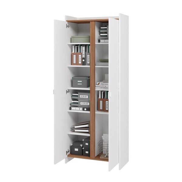 Manhattan Comfort Ratzer Storage Cabinet in White and Brown - SC-317AMC193