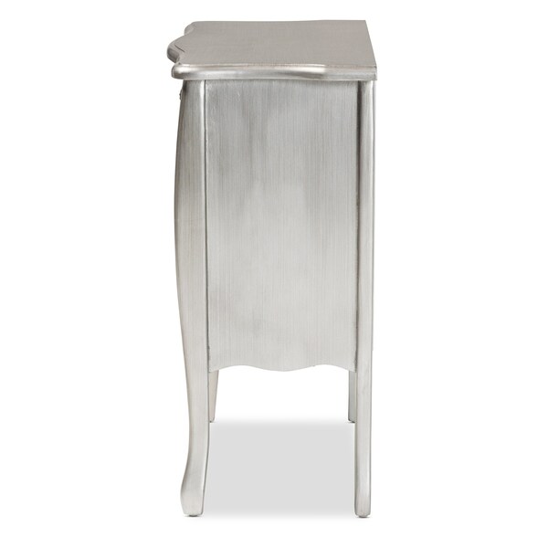 Baxton Studio Eliya Classic and Traditional Brushed Silver Finished Wood 3Drawer Storage Cabinet - 212-11938-ZORO