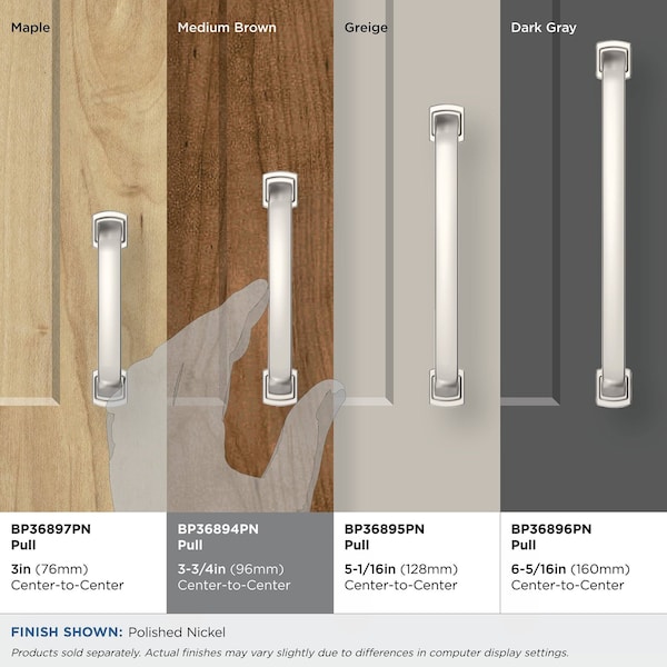 Amerock Surpass 3-3/4 inch 96mm Center-to-Center Polished Nickel Cabinet Pull - BP36894PN