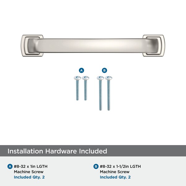 Amerock Surpass 3-3/4 inch 96mm Center-to-Center Polished Nickel Cabinet Pull - BP36894PN