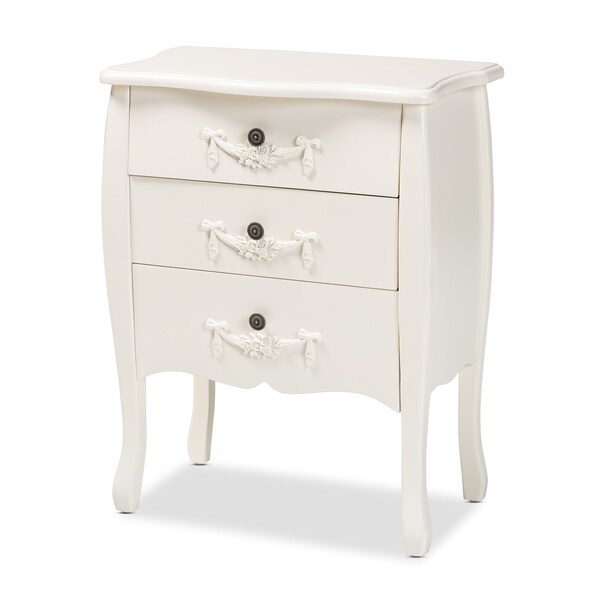 Baxton Studio Eliya Classic and Traditional White Finished Wood 3Drawer Storage Cabinet - 212-11937-ZORO