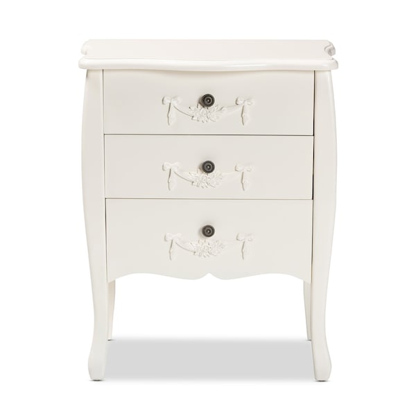 Baxton Studio Eliya Classic and Traditional White Finished Wood 3Drawer Storage Cabinet - 212-11937-ZORO