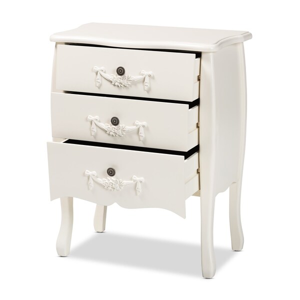 Baxton Studio Eliya Classic and Traditional White Finished Wood 3Drawer Storage Cabinet - 212-11937-ZORO