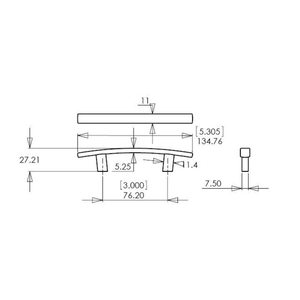 Richelieu Padova Collection 3-inch (76 mm) Polished Nickel Transitional Rectangular Cabinet Bar Pull - BP65076180