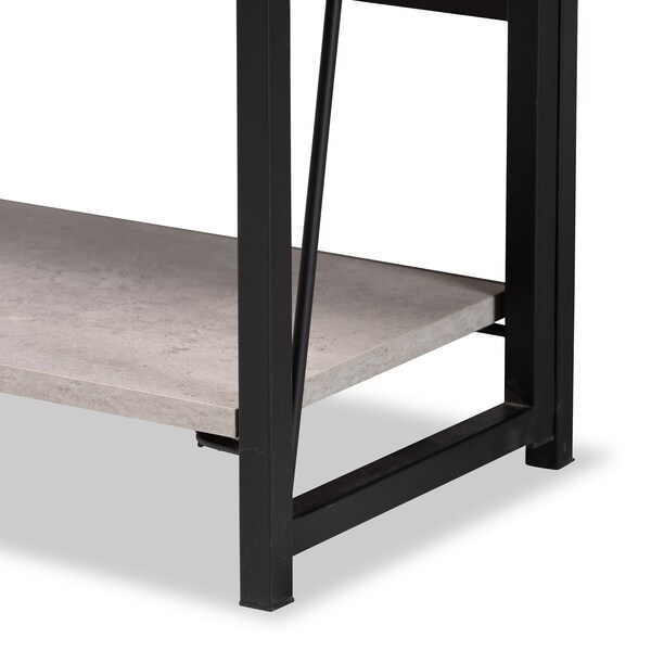 Baxton Studio Lakota Modern Industrial Light Grey Finished Wood and Black Metal 4-Tier Display Shelf - 206-12091
