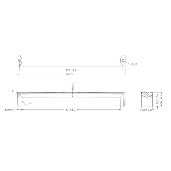 Richelieu 7 9/16 in (192 mm) Center-to-Center Brushed Nickel, Low Luster Contemporary Cabinet Pull - BP458192196
