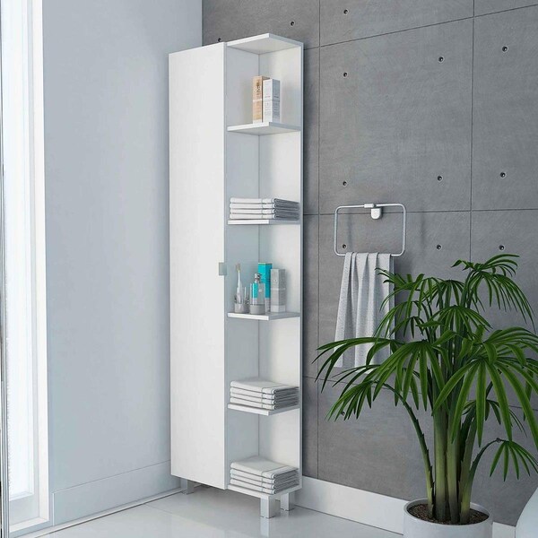 Depot E-Shop Venus Corner Linen Single Door Cabinet, White - DE-MLB3921