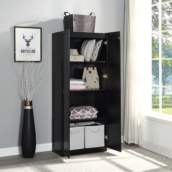 Manhattan Comfort Hopkins Modern Storage Closet 3.0 in Black - 3GLF-BK