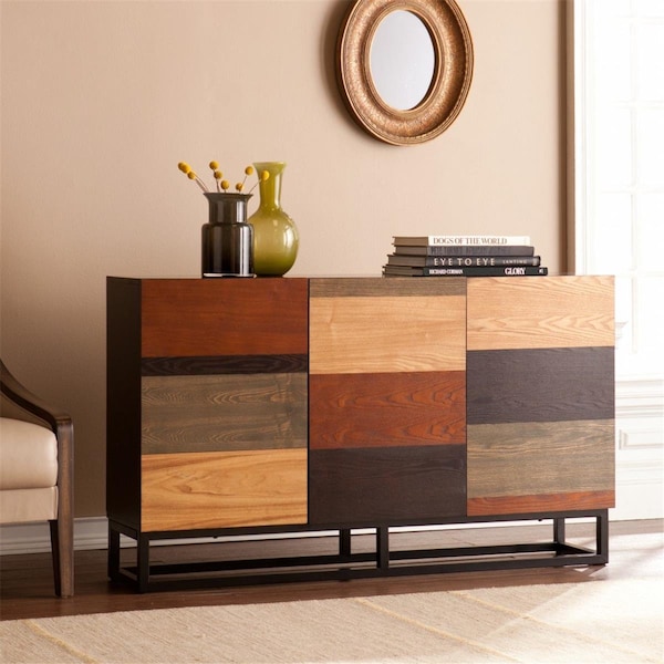 Gfancy Fixtures Patch Mid Century Mod Color Block Three Door Accent Cabinet Multi Color - GF3676544