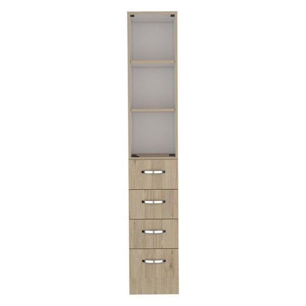 Tuhome Vanguard Linen Cabinet, Three Shelves, Four Drawers, Light Pine/White - TRB7964