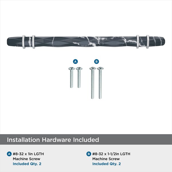 Amerock Carrione 6-5/16 in 160 mm Center-to-Center Marble Black/Satin Nickel Cabinet Pull - BP36650MBKG10