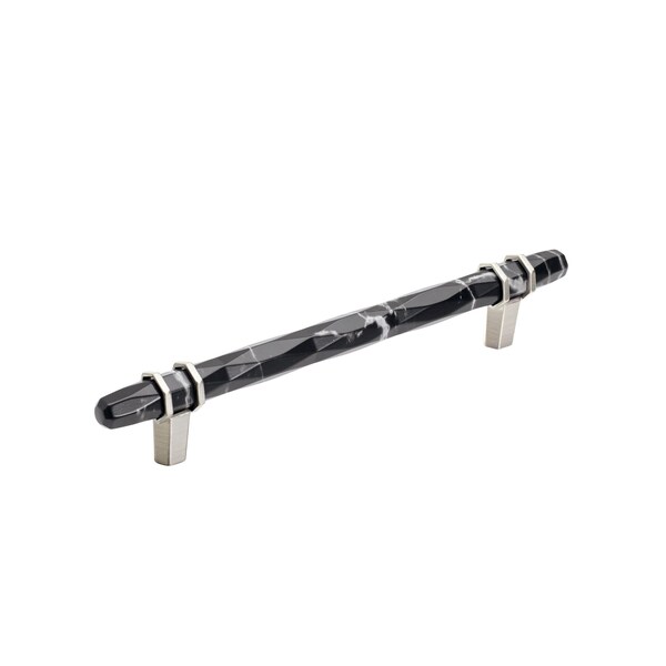 Amerock Carrione 6-5/16 in 160 mm Center-to-Center Marble Black/Satin Nickel Cabinet Pull - BP36650MBKG10