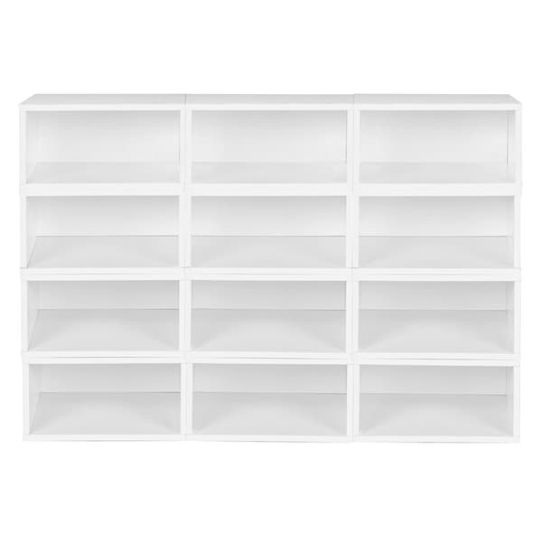 Regency Niche Cubo Storage Organizer Open Bookshelf Set- 12 Half Size Cubes- White Wood Grain - PC0612PKWH
