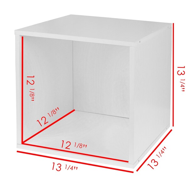 Regency Niche Cubo Storage Organizer Open Bookshelf Set- 6 Full Cubes/3 Half Cubes- White Wood Grain - PC6F3HWH