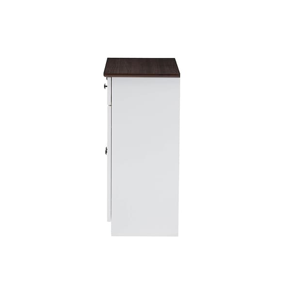 Baxton Studio Lauren White and Brown Kitchen Cabinet with Two Doors and Two Drawers - 119-6522