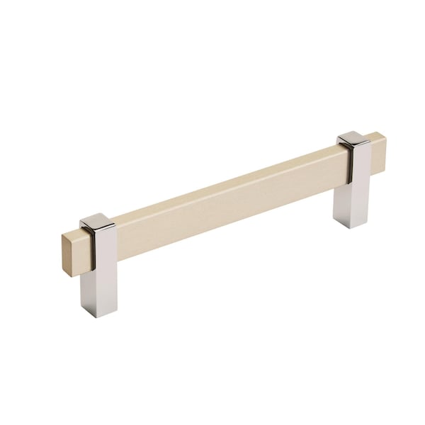Amerock Mulino 5-1/16 in 128 mm Center-to-Center Silver Champagne/Polished Chrome Cabinet Pull - BP36724SC26