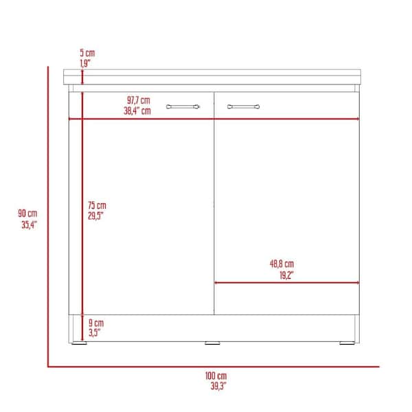 Tuhome Napoles Utility Sink with Cabinet One Shelf, Double Door Cabinet, Smokey Oak/Light Gray - MIZ6558