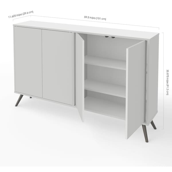Bestar Krom 60 in Storage Cabinet with Metal Legs, White - 17164-1117