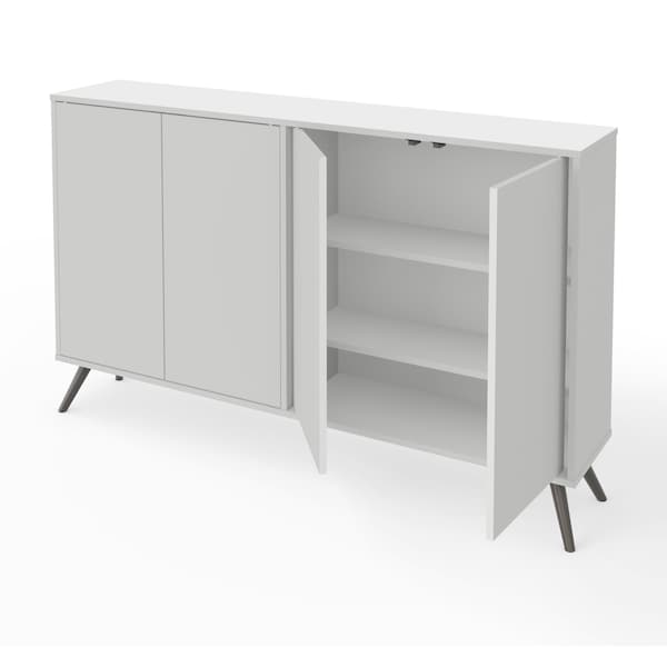 Bestar Krom 60 in Storage Cabinet with Metal Legs, White - 17164-1117