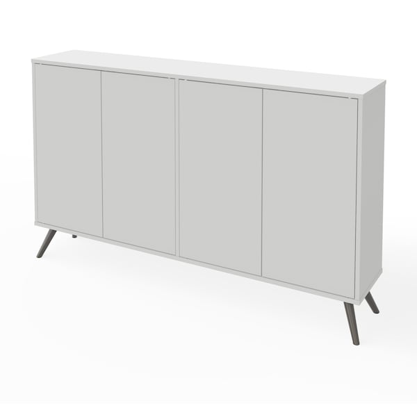 Bestar Krom 60 in Storage Cabinet with Metal Legs, White - 17164-1117