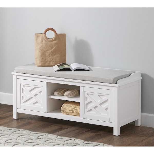 Alaterre Furniture Coventry 45"W Wood Storage Bench with Cushion - ANCT05WH