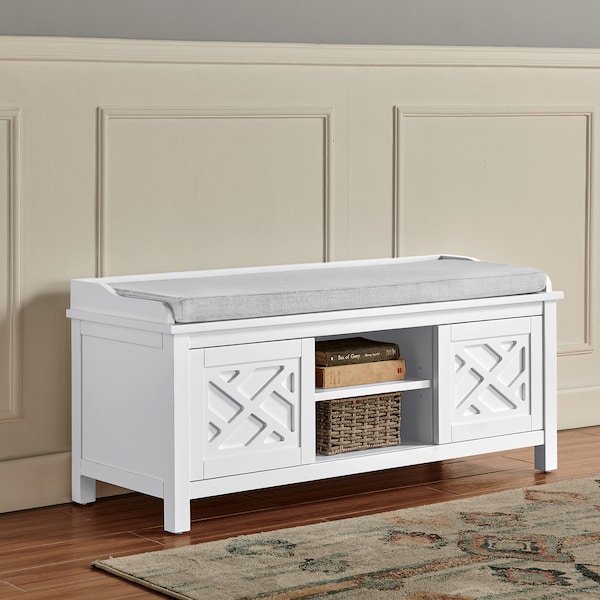 Alaterre Furniture Coventry 45"W Wood Storage Bench with Cushion - ANCT05WH