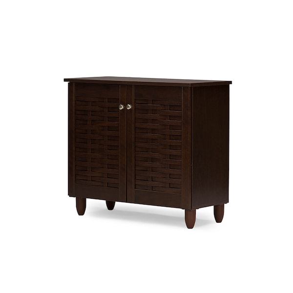 Baxton Studio Winda 2-Door Dark Brown Wooden Entryway Shoes Storage Cabinet - 118-6513