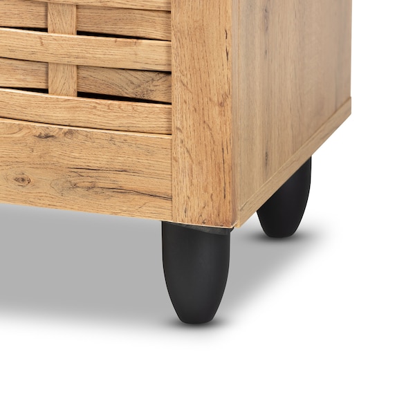Baxton Studio Winda Modern and Contemporary Oak Brown Finished Wood 2-Door Shoe Cabinet - 189-11987-ZORO